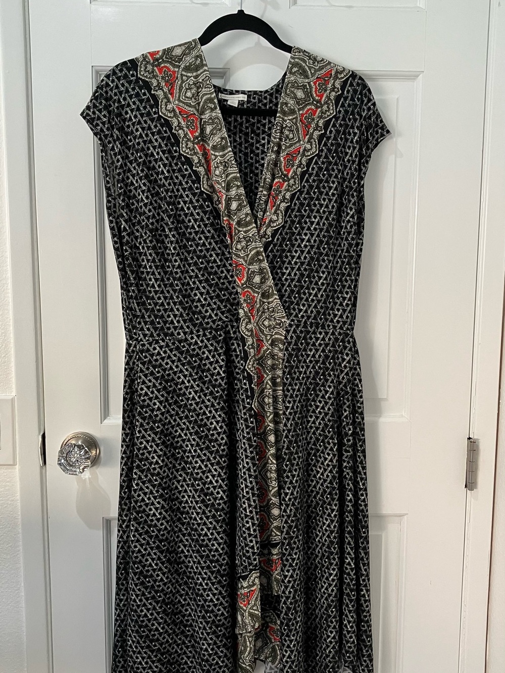 Cato Black Midi Dress with Red Paisley Trim, XL